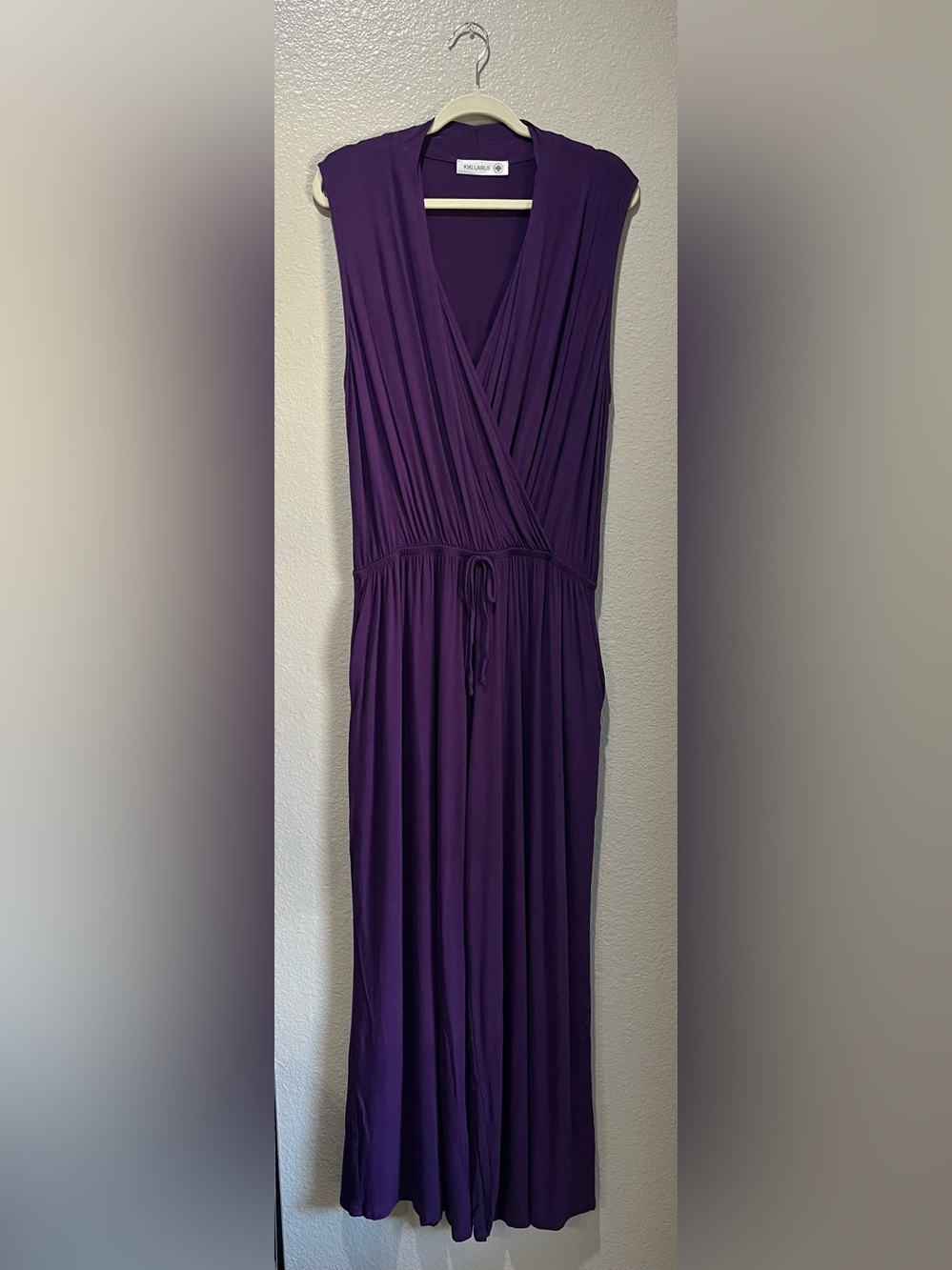 KIKI LARUE Sleeveless Purple Wrap Sleeveless Jumpsuit Drawstring Waist Sz 2XL